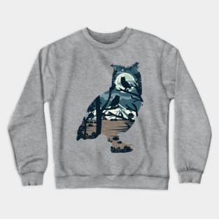 Owl night background illustration Crewneck Sweatshirt